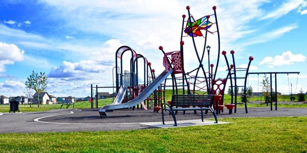 Wishbone-All-Metal-Modena-Park-Benches-at-CY-Becker-Subdivision-in-Edmonton-Alberta